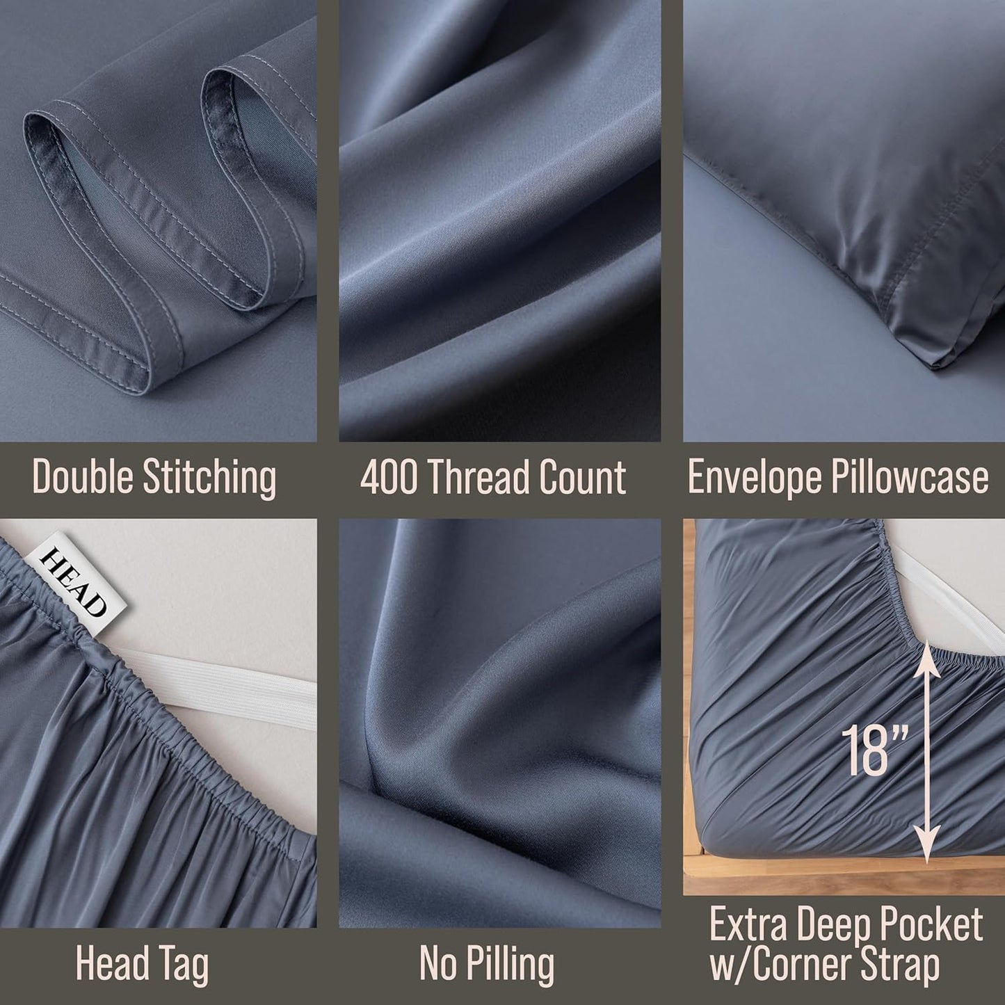 Bella Coterie Luxury Bamboo Viscose Twin XL Size Sheet Set | 100% Organically Grown | Ultra Soft | Cooling for Hot Sleepers | 18" Deep Pocket [Slate Blue]