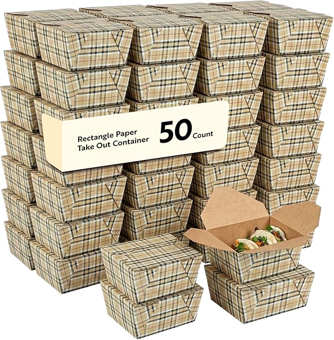 Restaurantware 30 oz Paper Rectangle 1 Bio Box Take Out Container, 50 Ct by Restaurantware