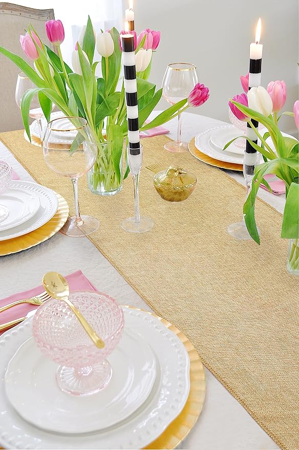 Burlap Table Runners Jute Farmhouse Table Linens 2 Packs 13x84 Inch - Image 2