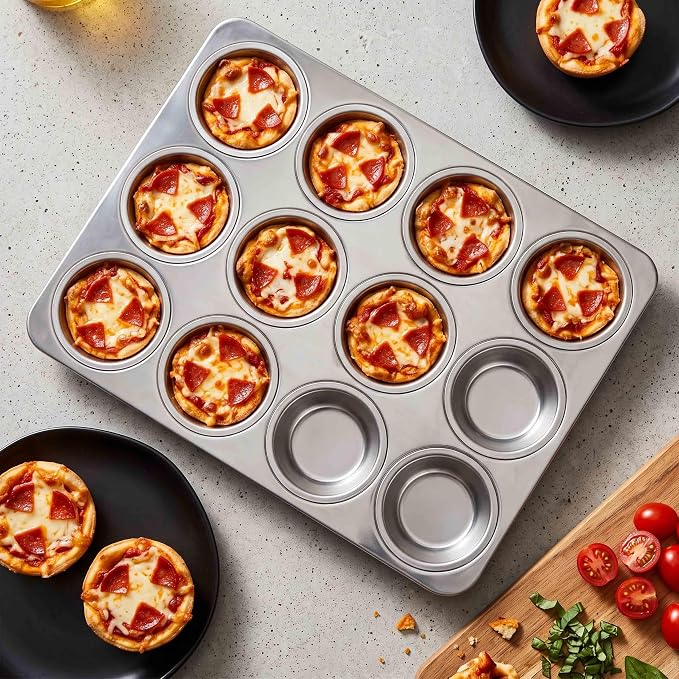 Homikit Stainless Steel Muffin Cupcake Pan 12 Cups, Non Toxic & Heavy Duty | 1PC Nonstick Cupcake Baking Tins Regular Size, 13.8 x 10.4 Inch Metal Egg Bites Tray for Oven, Easy Release, Dishwasher Safe - Image 4