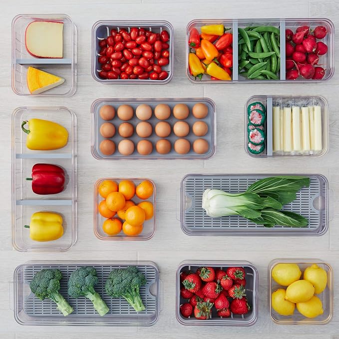 iDesign Plastic Crisp Divided Fruit and Vegetable Storage with Easy to Grip Integrated Handles Designed to Keep Food Fresh Longer, 8.32" x 6.32" x 3.76", 2 Section - Image 6