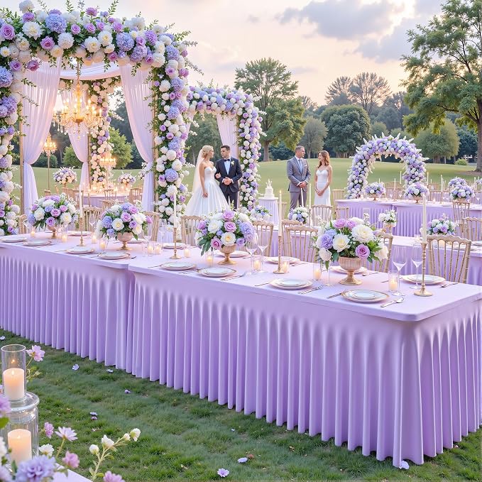 gogoparti 8 Pack Spandex Purple Fitted Table Cloth for 6ft Rectangle Tables Purple Stretch Tablecloth Table Covers Skirt Banquet Wrinkle Free Tablecloths for Parties Wedding - Image 8
