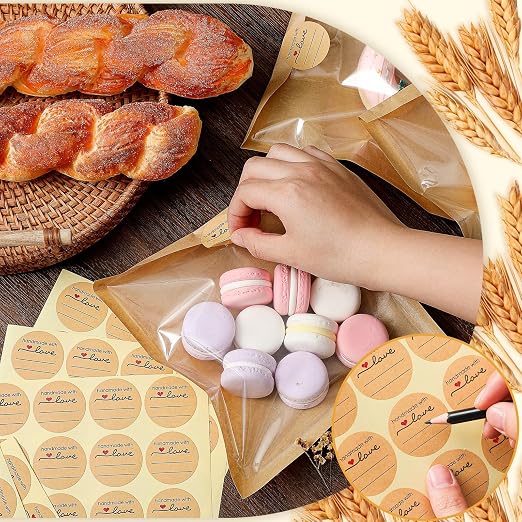 Outus 50 Pcs Cookie Packaging Bags with Seal, 7.1 x 7.5 Inch, Brown | Bakery Pastry Bags with Window, Heat Sealable Grease Resistant Paper to Go Bake Sleeves for Gift Giving Donut Bread Sandwich - Image 5