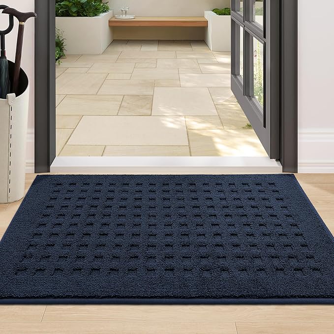 BEQHAUSE Dirt Trapper Door Mats 24"x36", Non Slip Washable, Navy Blue by BEQHAUSE