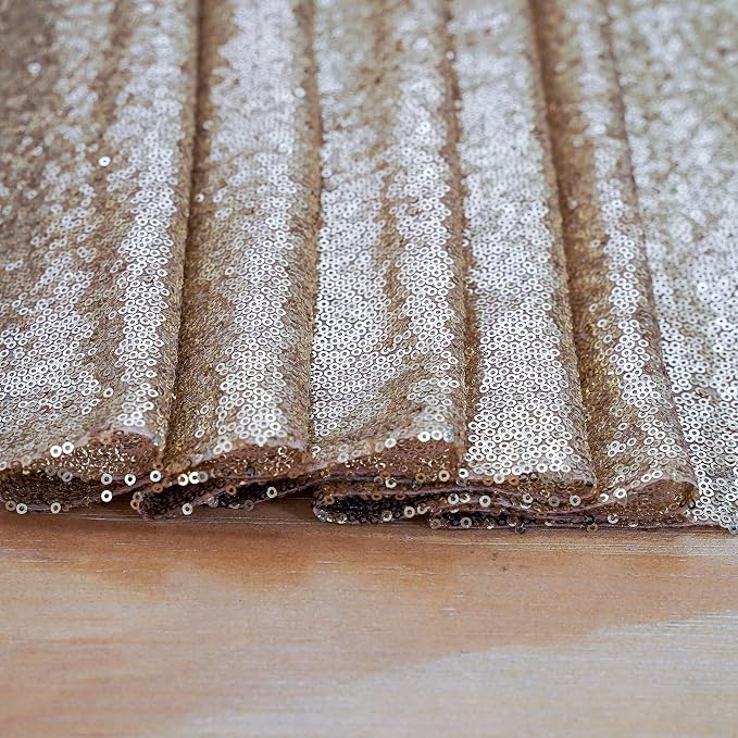 Champagne Sequin Table Runner 6 Pack 12''x108 Glitter Table Runner - Image 7