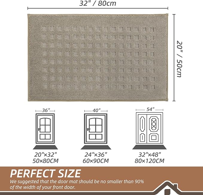 BEQHAUSE Dirt Trapper Door Mats 20"x32", Non Slip Washable, Beige - Image 2