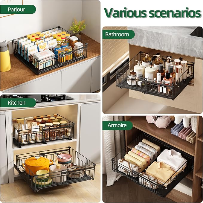 NETEL 2 Pack Expandable Pull Out Cabinet Organizer, 19.7" Deep - Image 7