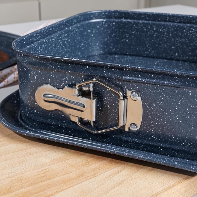 Russell Hobbs RH03425EU7 Nightfall Stone Square Springform Pan - 24cm Non-Stick Cake Tin with Loose Base & Serving Plate, Carbon Steel, Leakproof Baking Pan, for Cake, Cheesecake, Pies, PFOA Free - Image 4