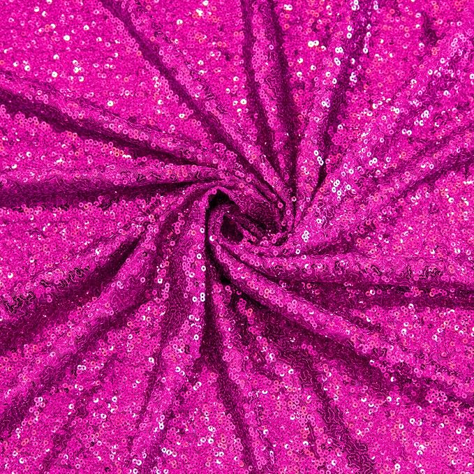 JYFLZQ Hot Pink Sequin Tablecloth, Glitter Party Table Cover 108 Inch Round - Image 3