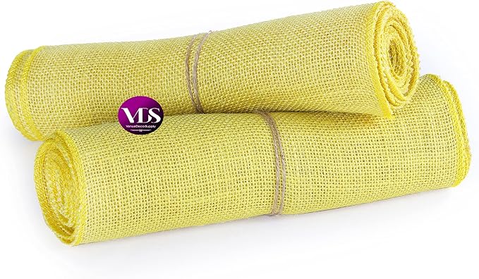 VDS Pack of 10, Burlap Table Runner 100% Natural Jute Rustic Hessian Table Cloth Centrepiece for Wedding Bridal Shower Birthday Event Party Banquet Table Decoration (Size 12X108 Inch)(Yellow) - Image 5