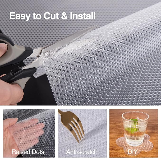 FLPMIX Clear Drawer Shelf Liner: Waterproof Non-Adhesive 10" W x 240" L - Image 5