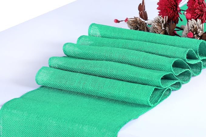 MDS® Pack of 25 Natural Burlap Table Runner, 12 x 72 Inch, Jute Rustic Farmhouse Boho Table Decor for Wedding Reception, Dining Table, Bridal Shower, Baby Shower & Party Decorations - Mint - Image 2