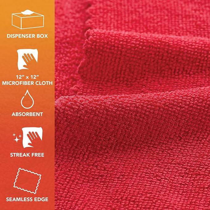 Arkwright Smart Rags Microfiber Cleaning Cloths, Pack of 50 in a Box, Lint Free 180 GSM Reusable Towels for Auto, Office and Household Cleaning, 12 x 12 in, Red - Image 2