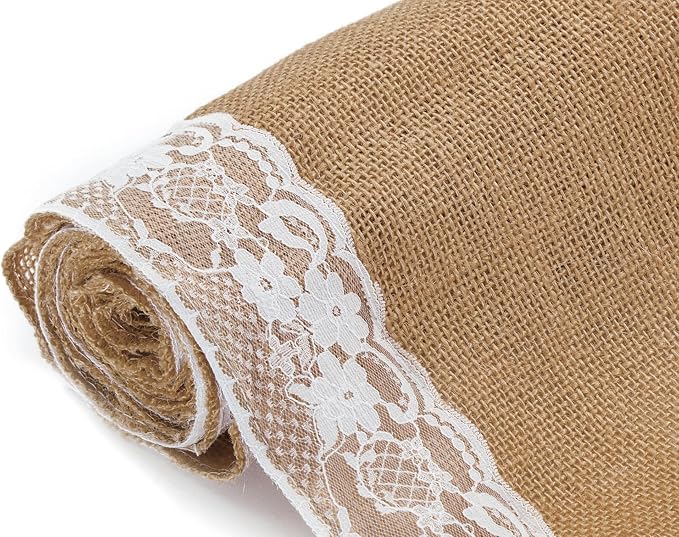 MDS 15 PCS 100% Natural Burlap Table Runners 12" x 108" with Lace, Rustic Farmhouse Country Vintage Boho Jute Runner for Wedding Reception Birthday Party Home Kitchen Dining Coffee Table Decoration - Image 5