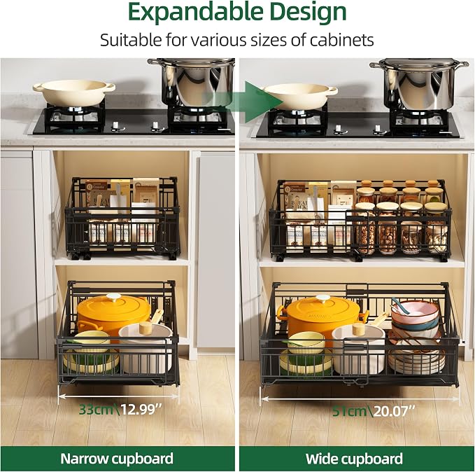 NETEL 2 Pack Expandable Pull Out Cabinet Organizer, 19.7" Deep - Image 3