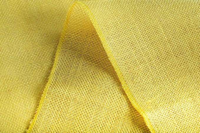 MDS® Pack of 10 Natural Burlap Table Runner, 12 x 108 Inch, Jute Rustic Farmhouse Boho Table Decor for Wedding Reception, Dining Table, Bridal Shower, Baby Shower & Party Decorations - Yellow - Image 6