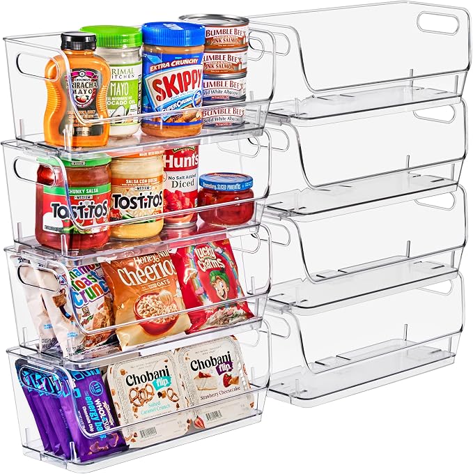 Sorbus Clear Pantry Organizer with Stackable Storage Bins, Open Front - Image 2