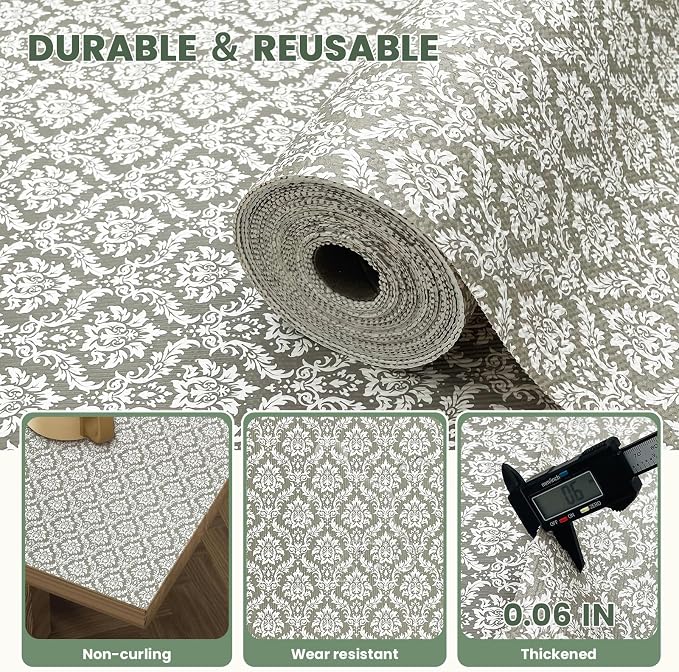 Drawer Liner and Shelf Liner for Kitchen Cabinet Liner Non-Adhesive Non-Slip Shelf Paper, Thick Strong Grip Waterproof Easy to Clean for Shelves, Cupboard, Desks, Baroque Pattern, 12 in x 10 FT - Image 5