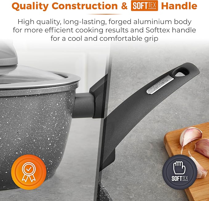 Tower Cerastone Saucepan with Easy Clean Non-Stick Ceramic Coating, 22 cm, Graphite - Image 5