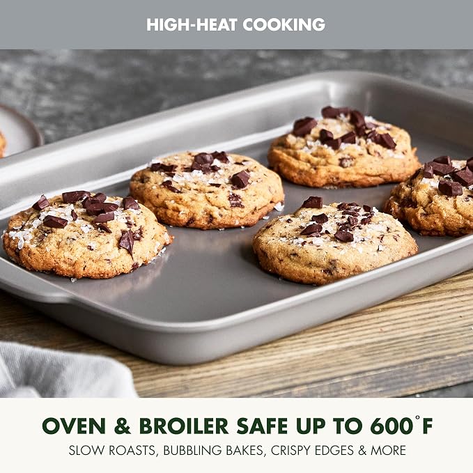 GreenPan Premiere Ovenware Healthy Ceramic Nonstick 13" x 9" Quarter Sheet Baking Pan, PFAS-Free, Warp-Free Bakeware, Durable Quick Heating, Oven & Broiler Safe to 600F, Dishwasher Safe, Gray - Image 7