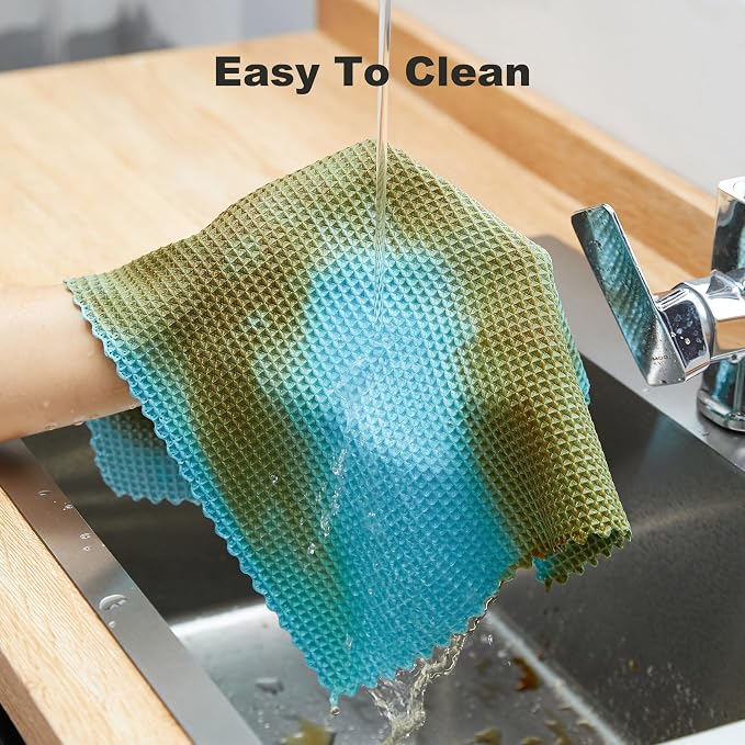 JOYMOOP Microfiber Cleaning Cloth, Reusable Absorbent Microfiber Cleaning Cloths, Kitchen Dish Cloth Waffle Weave 5 Pack, Mixed Color, 9.8×9.8inch - Image 6