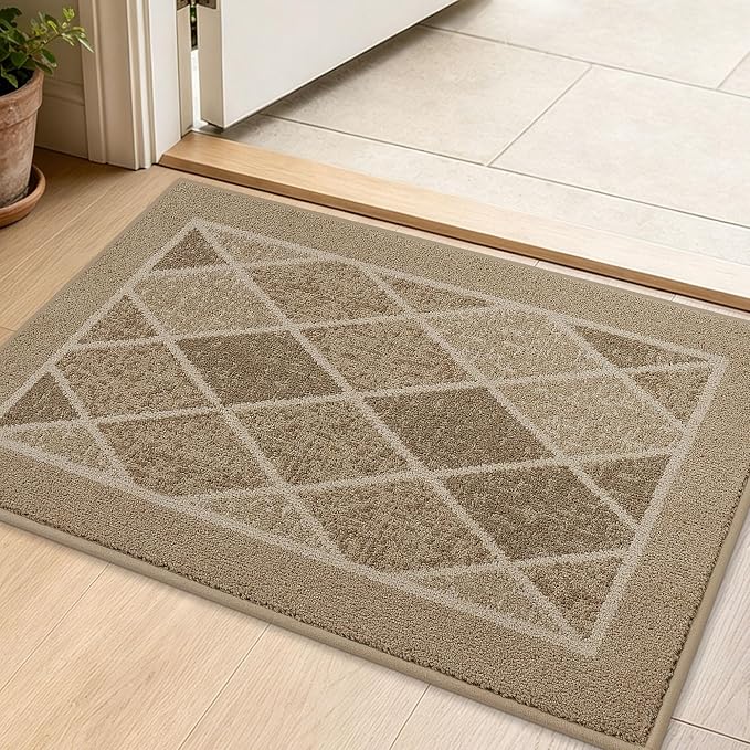 BEQHAUSE Dirt Trapper Door Mats 20" x 32", Non-Slip Washable, Beige by BEQHAUSE