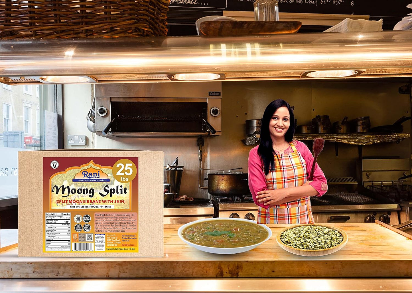 Rani Moong Split (Split Mung Beans with Skin) Lentils Indian 400oz (25lbs) 11.36kg Bulk Box ~ All Natural | Gluten Friendly | Non-GMO | Kosher | Vegan | Indian Origin