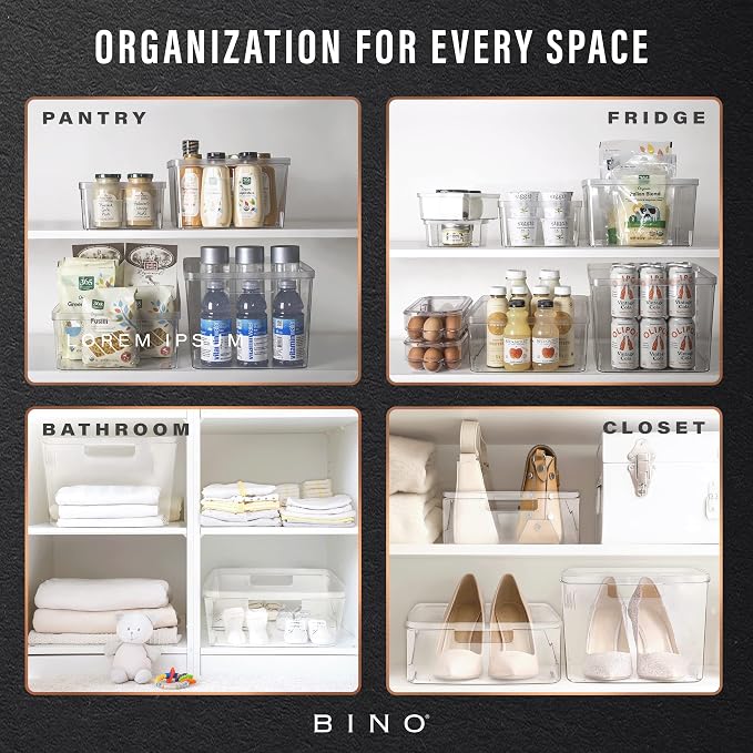 BINO | Plastic Storage Bins, X-Small - 15 Pack | THE LUCID COLLECTION | Multi-Use Built-In Handles BPA-Free Clear Storage Containers | Fridge Organizer | Pantry & Home Organization - Image 5