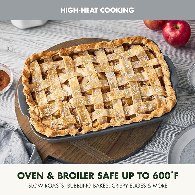 GreenPan Premiere Ovenware Healthy Ceramic Nonstick 13" x 9" Rectangular Baking Pan, Cast Aluminum Bakeware, Warp-Free, Oven and Broiler safe to 600F,Dishwasher Safe, PFAS-Free, Gray - Image 8