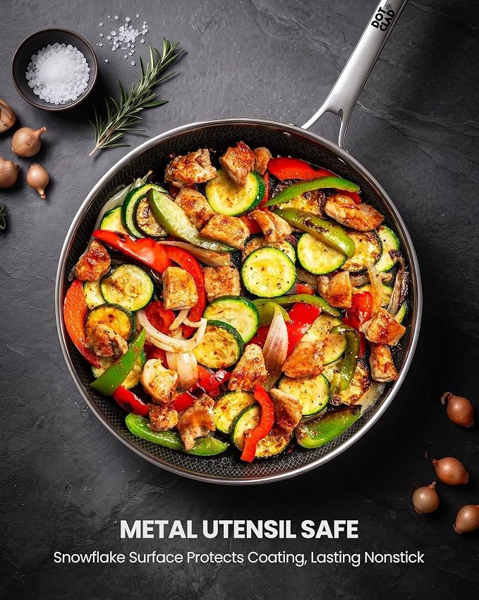 11-Piece Hybrid Stainless Steel Cookware Set, Non Stick Pots and Pans - Image 4