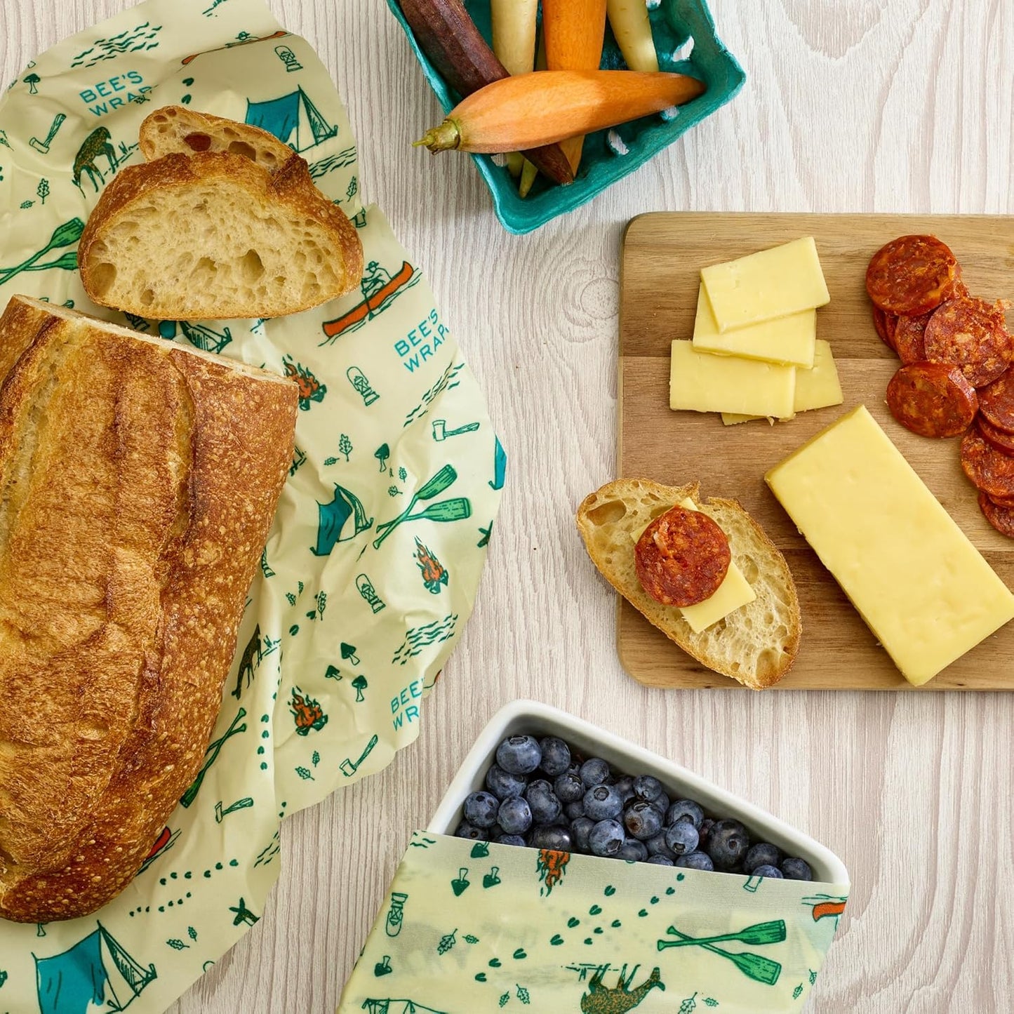 Bee's Wrap Beeswax Wraps for Food - Great Outdoors Bread Wrap - Made in USA Reusable Bread Storage Bags - Organic & Eco-Friendly Alternative to Aluminum Foil, Sourdough Bags & Plastic Wrap