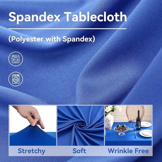 NSSONBEN 6 pk Royal Blue Spandex Tablecloths 6ft, Wrinkle Free High Stretch Fitted Table Cloths for 6 Foot Rectangle Tables, Ruffle Skirt Spandex Table Covers 6ft for Party Wedding Banquet - Image 4