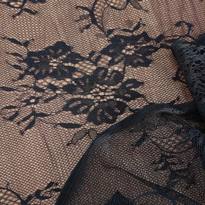 Vintage Black Lace Tablecloth 6pcs Table Fabric 60x120 Inch for Scary - Image 7