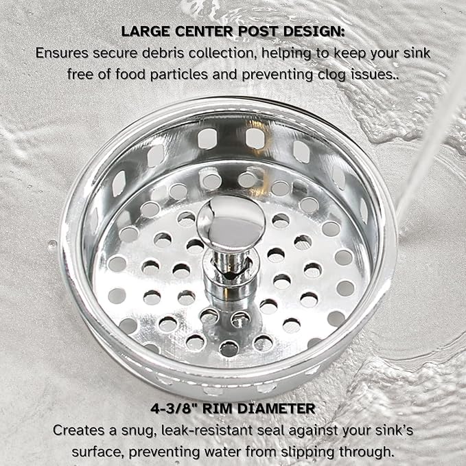 Westbrass D2145-05 3-1/2" Post Style Large Kitchen Sink Basket Strainer, Polished Nickel (2-Pack) - Image 7