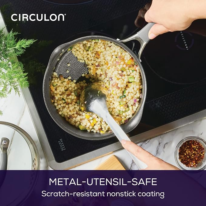 Circulon A1 Series Nonstick Straining Sauce Pan with Lid, 3-Quart, Graphite - Image 8