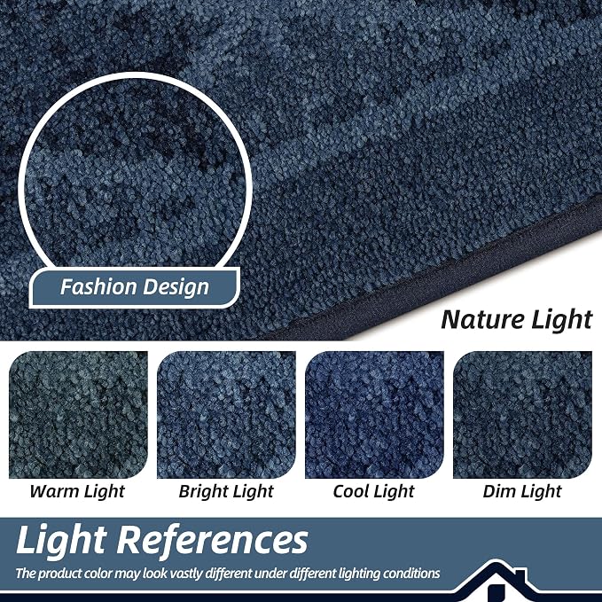 BEQHAUSE Dirt Trapper Door Mats 32" x 48", Non-Slip Washable, Navy Blue - Image 7