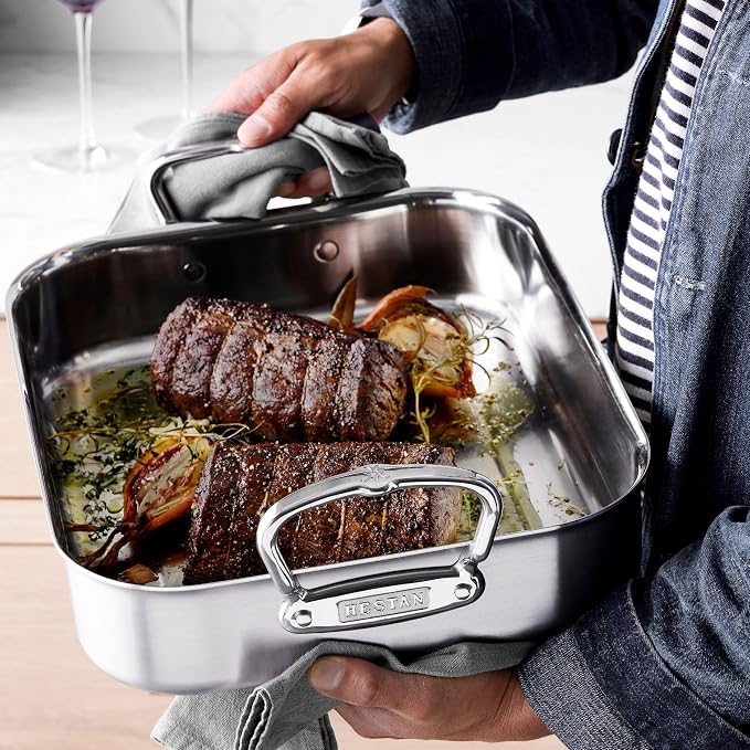 Hestan Provisions – 14.5" Classic Clad Roaster with Stainless Steel Rack - Image 8