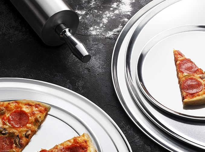 New Star Foodservice Restaurant-Grade Aluminum Pizza Pan, Baking Tray, Coupe Style, 14-Inch, Pack of 6 - Image 7
