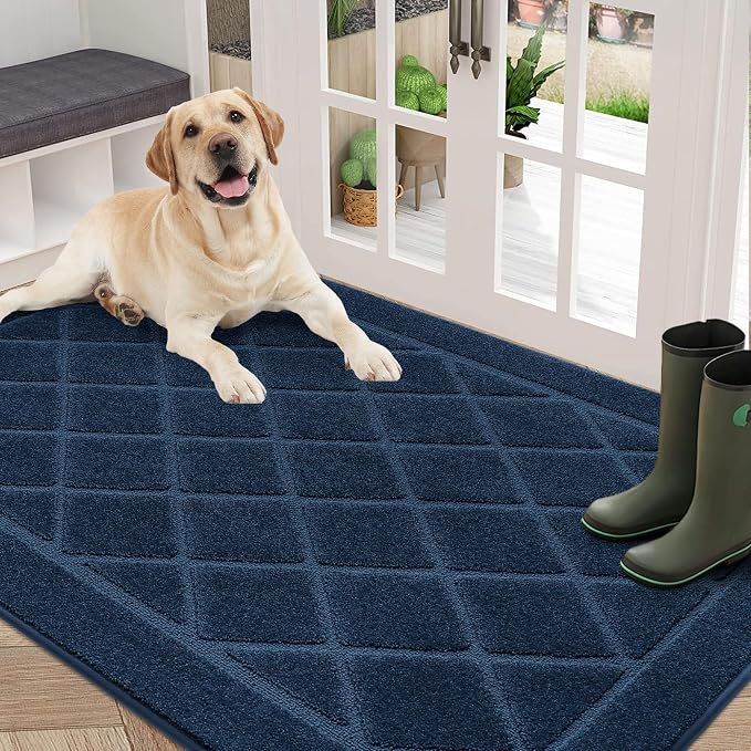 BEQHAUSE Dirt Trapper Door Mat 36" x 60", Doormat Non-Slip, Navy Blue by BEQHAUSE