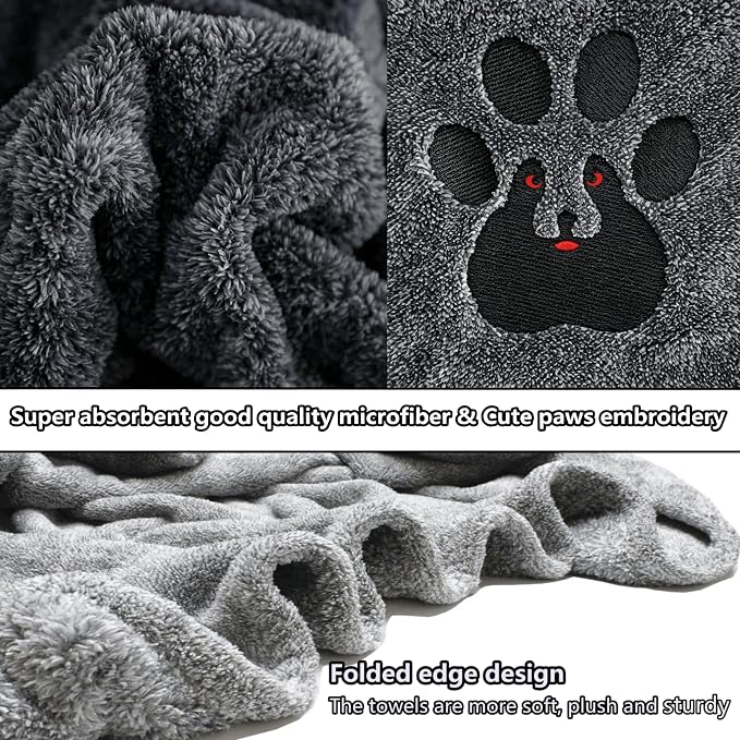 Dogvingpk Dog Towels for Drying Dogs 2 Pack - Super Absorbent Soft Quick Dry Microfiber Pet Bath Towel for Medium & Small Dogs, 36 * 28 Inch Black and Brown - Image 6