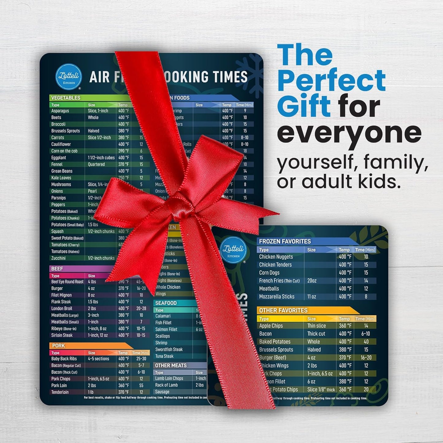 Air Fryer Magnetic Cheat Sheet Set - Air Fryer Accessories Cookbook - As Seen on the Today Show an Easy to Use AirFryer Time Chart Set - Strong Magnet Quick Reference Cooking Guide for Frying (Black)