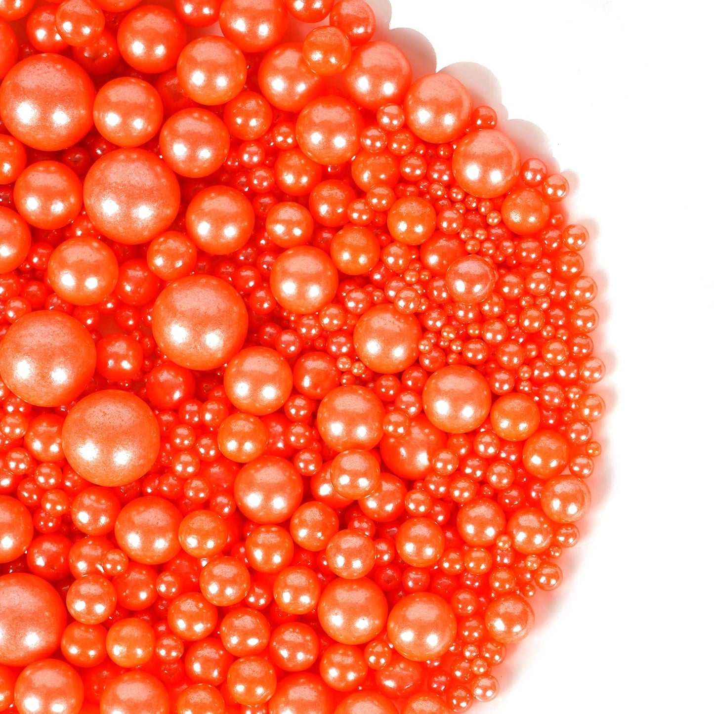 Kasvan Orange Pearl Sugar Sprinkles - Edible Candy Pearls 130g/4.58 Oz, Mix Size, Baking Cake Decorations, Ice Cream Toppings and Cookie Decorating, Wedding Party Chirstmas Supplies