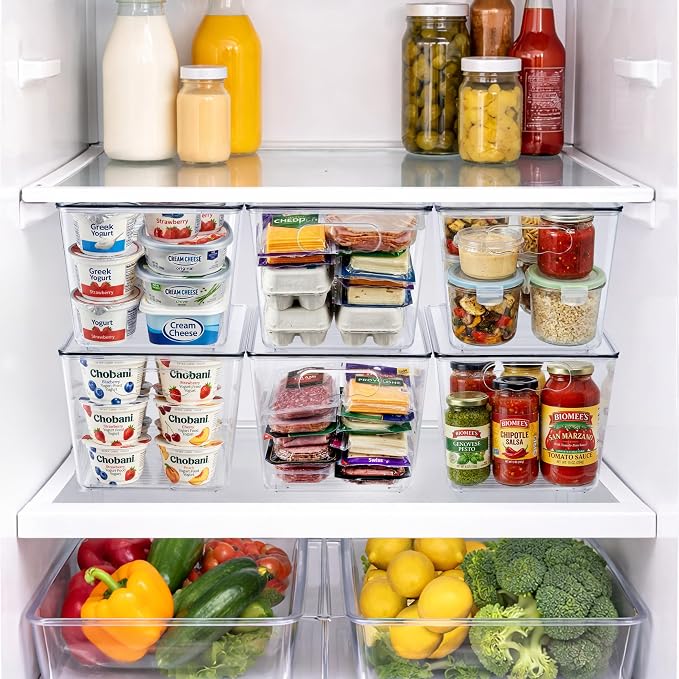 Clear Storage Bins with Lids, 8 Pack Large Stackable Clear Bins, Clear Storage Containers with Lids, Plastic Organizer Boxes for Pantry Storage, Kitchen Cabinets, Closet Organization, Bathroom - Image 4