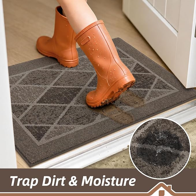 BEQHAUSE Dirt Trapper Door Mats 24" x 36", Non-Slip Washable, Brown - Image 3
