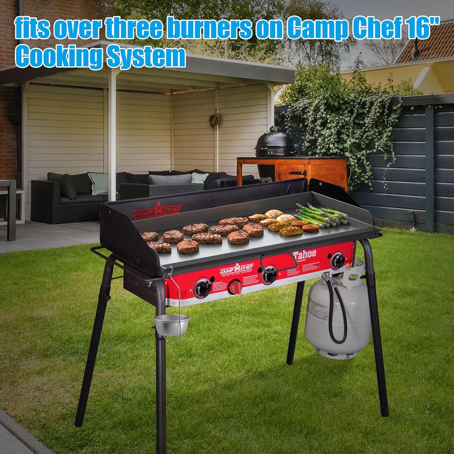 Professional 14x32 in Flat Top Steel Griddle for Camp Chef EX60LW EX60P,Fry Griddle Accessories for Camp Chef 2 Burner Propane Stove Grill,1 Carry Bag