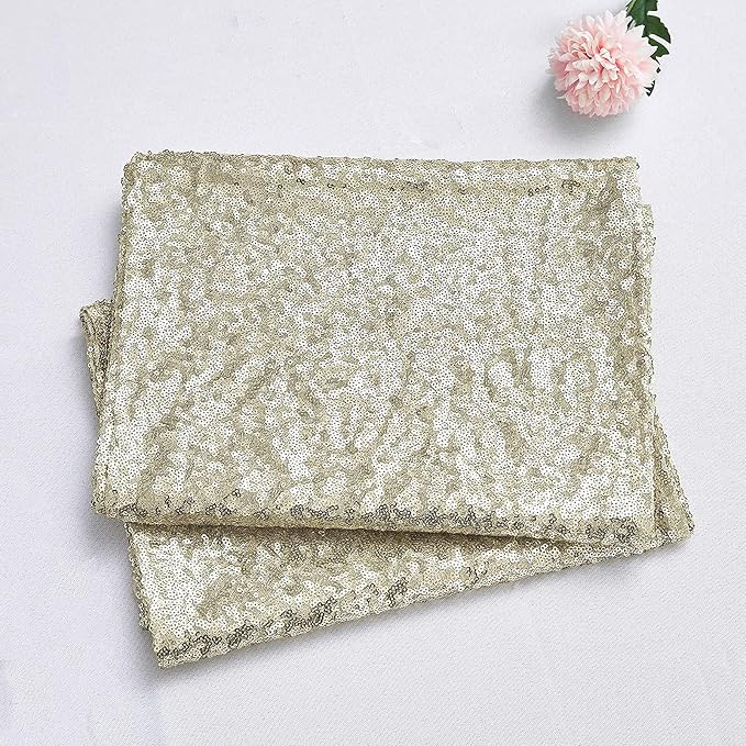 Champagne Sequin Table Runner 6 Pack 12''x108 Glitter Table Runner - Image 5