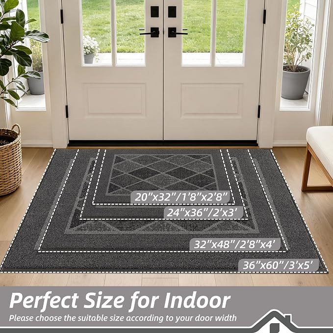 BEQHAUSE Dirt Trapper Door Mats 20" x 32", Non-Slip Washable, Grey - Image 2