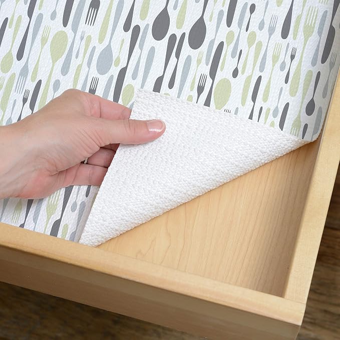 Con-Tact Brand Grip Prints Shelf Liner, Durable and Non-Adhesive Liners, Non-Slip Drawer and Cabinet Liner, 18" x 8', Lunchbox, Pack of 4 Rolls - Image 3