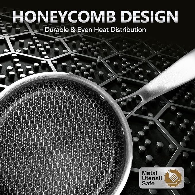 MICHELANGELO Stainless Steel Saucepan Set 1QT & 2QT, Premium Triple Ply Sauce Pan with Lid, Sauce Pot with Honeycomb Interior - 4pcs - Image 2