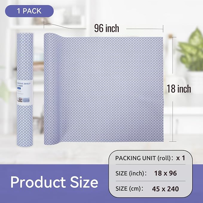 FIFTY FEET 18"x96" Non-Adhesive Shelf Liner for Kitchen Cabinets and Drawers, Washable Non-Slip PVC Cabinet Liner (Blue Circle)(1 Roll) - Image 5